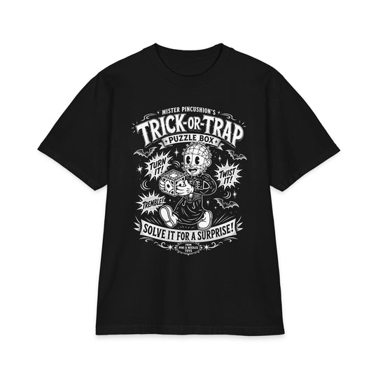 Trick-Or-Trap Puzzle Box Men’s Heavyweight Boxy Fit Halloween Tee