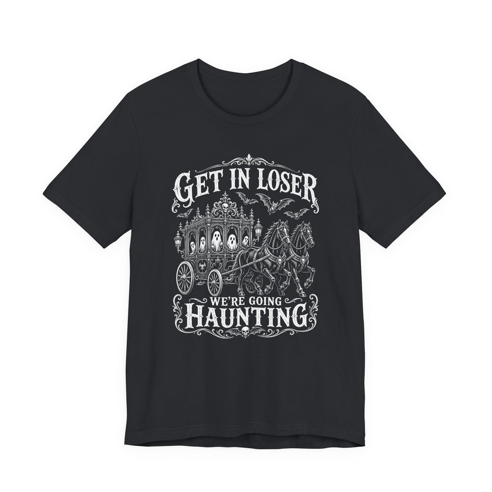 Get In Loser Haunted Carriage Men's Halloween Classic Fit Tee