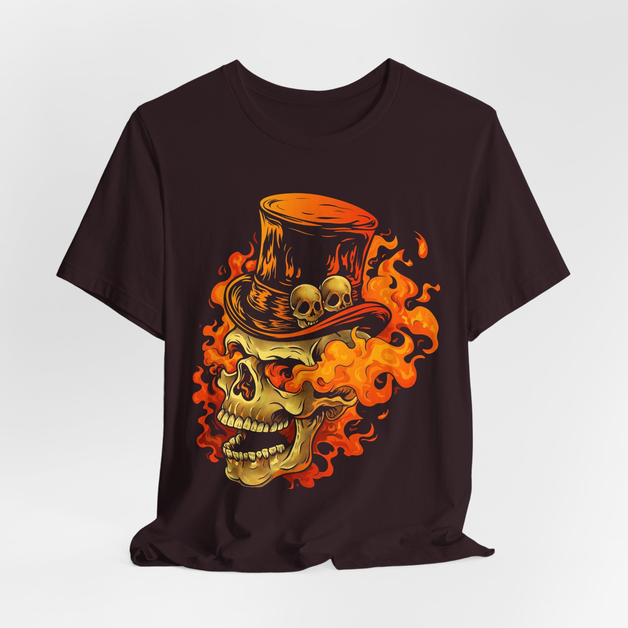 Flaming Tophat Skull Mens Halloween Booteek Jersey Short Sleeve Tee