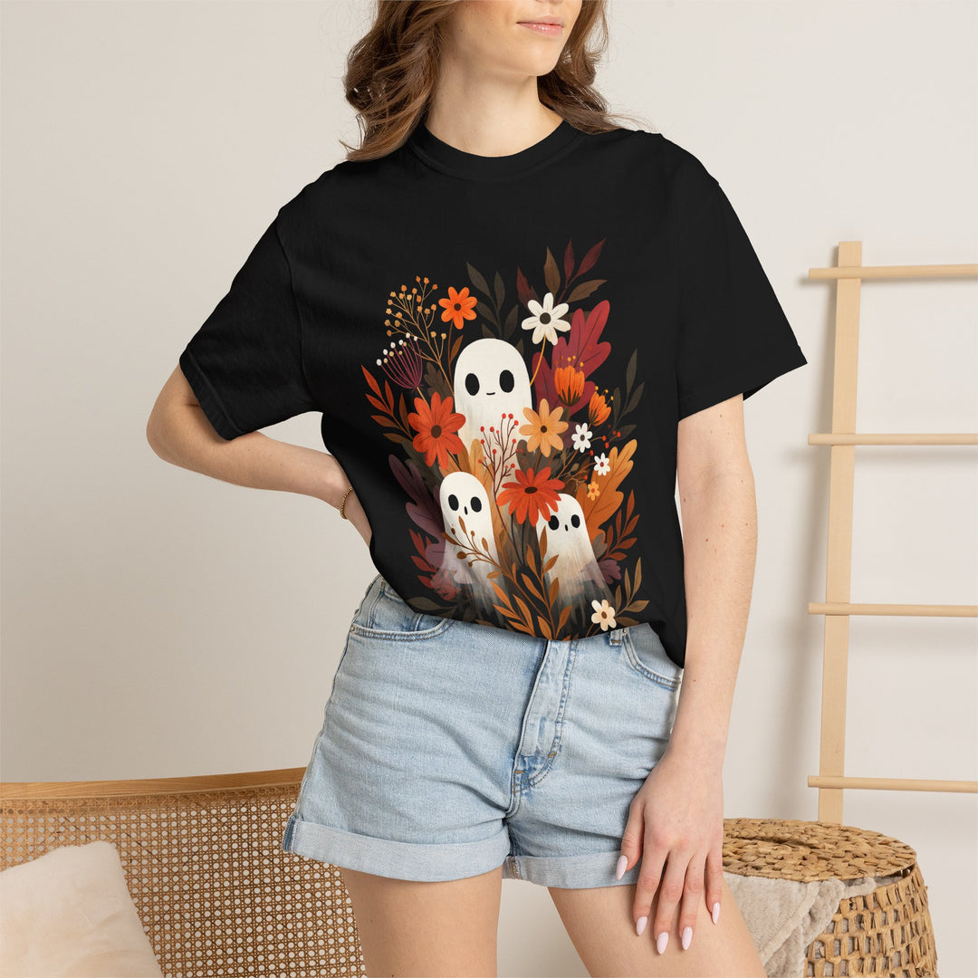 Autumn Ghosts Cute Fall Floral Womens WUNDERLAND Halloween Booteek Short Sleeve Tee