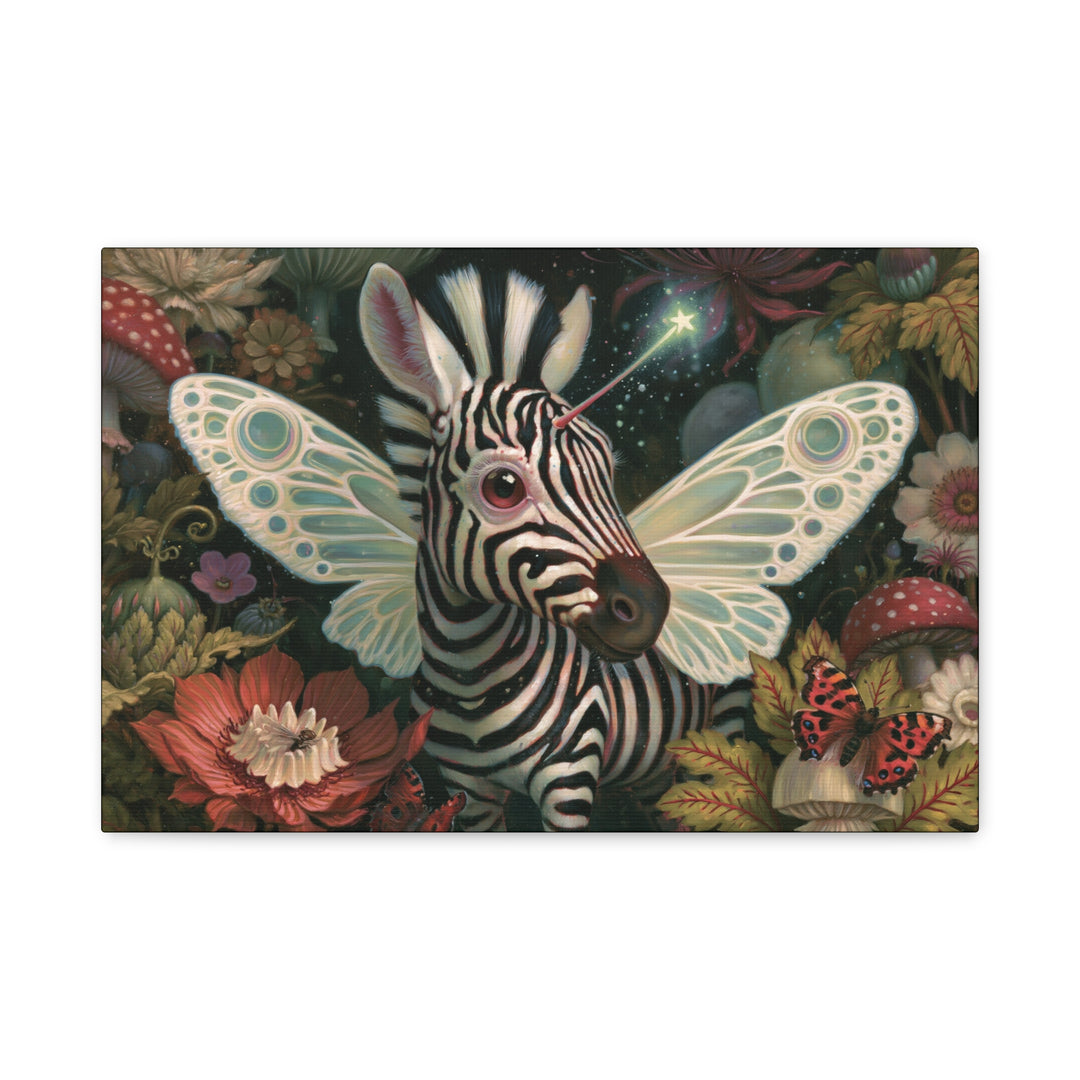 Mystical Zebra Butterfly Canvas Wall Art