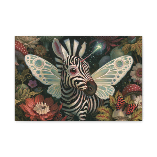 Mystical Zebra Butterfly Canvas Wall Art