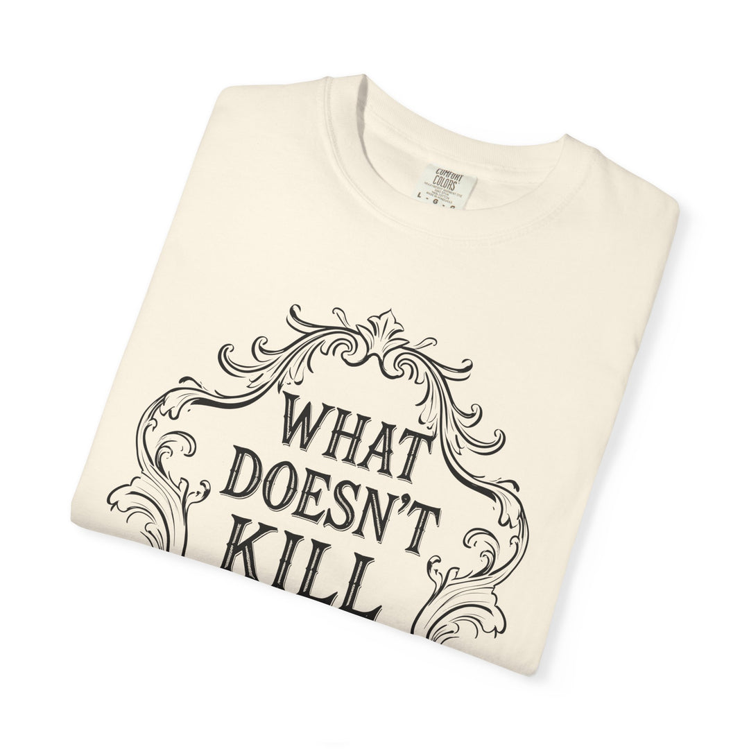 What Doesn't Kill You Womens WUNDERLAND Backyard Dept Halloween Booteek Short Sleeve Tee