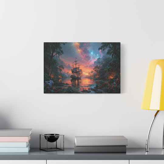 Twilight on the Bay Print Matte Stretched Canvas Wall Art
