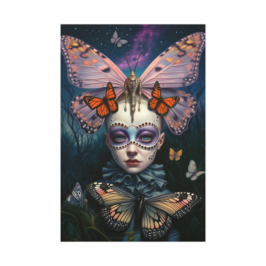 Butterfly Mask Canvas Print — Surreal Portrait Wall Art
