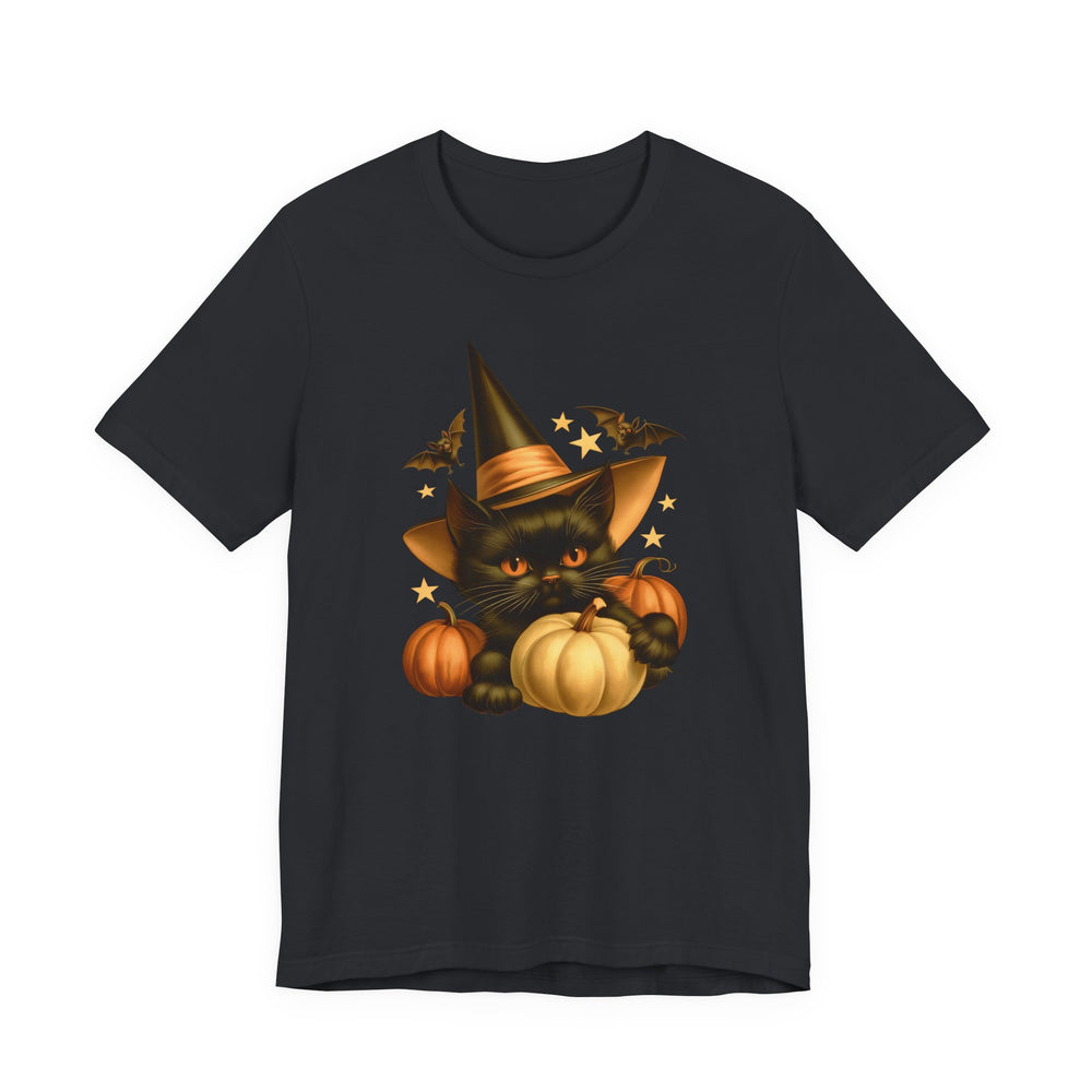 Vintage Witch Kitty Pumpkin Women's Halloween Classic Fit Tee