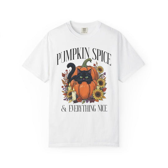 Pumpkin Spice & Everything Nice Foral Cat Womens WUNDERLAND Backyard Dept Halloween Booteek Short Sleeve Tee