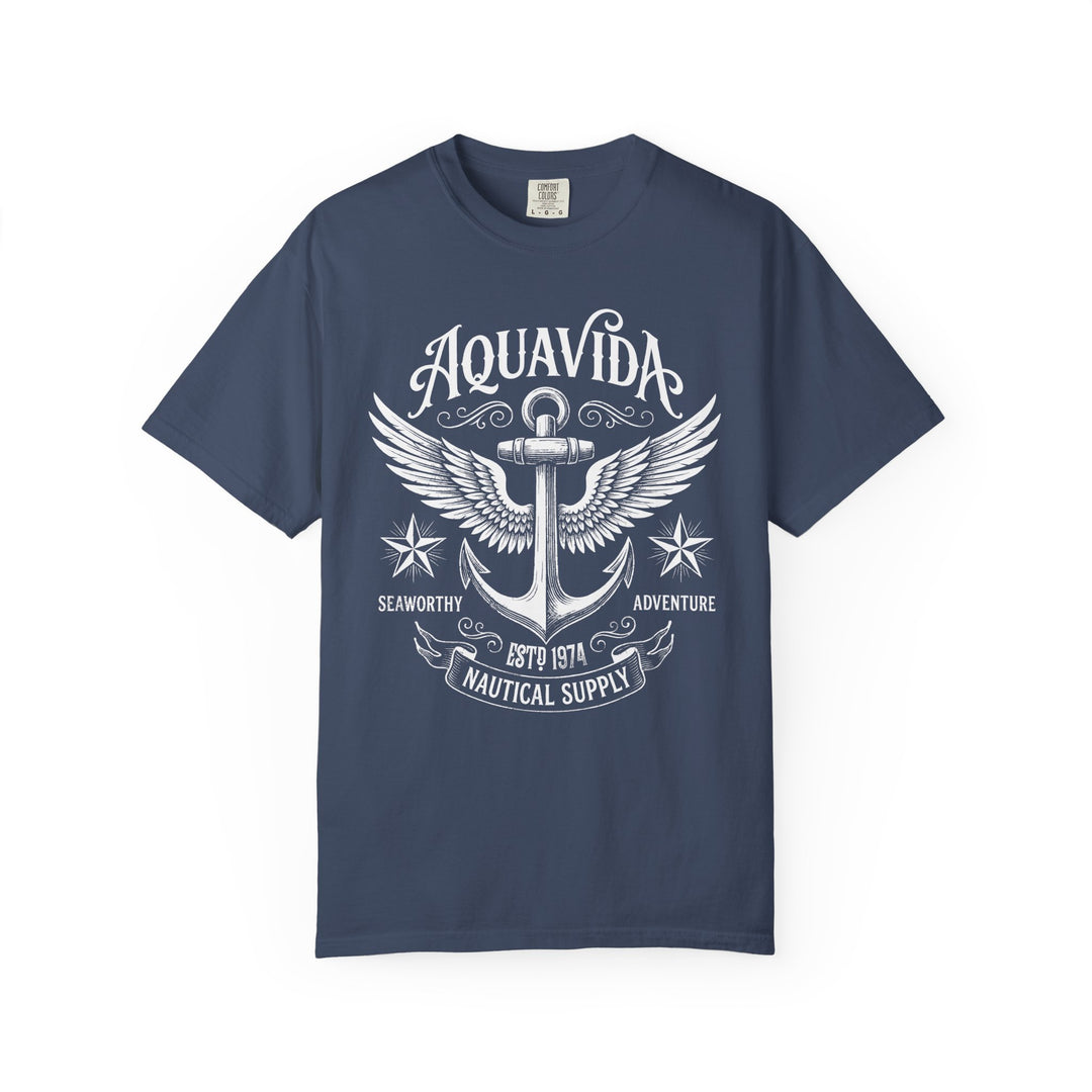 Anchor Wings Nautical Vintage Seaworthy Adventure Mens AQUAVIDA Short Sleeve Tee