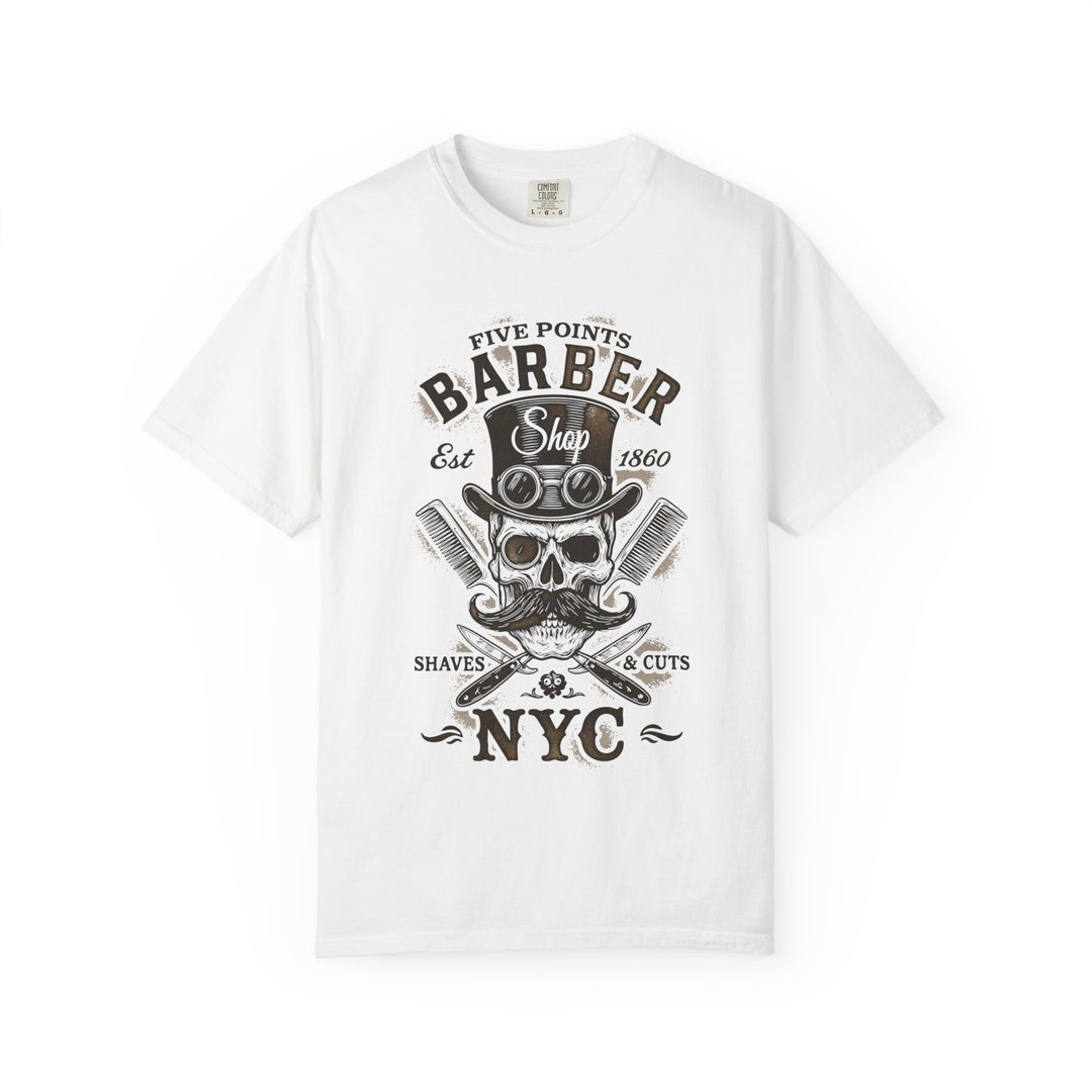 Five Points Barber Shop Skull NYC Mens WUNDERLAND Heritage Short Sleeve Tee