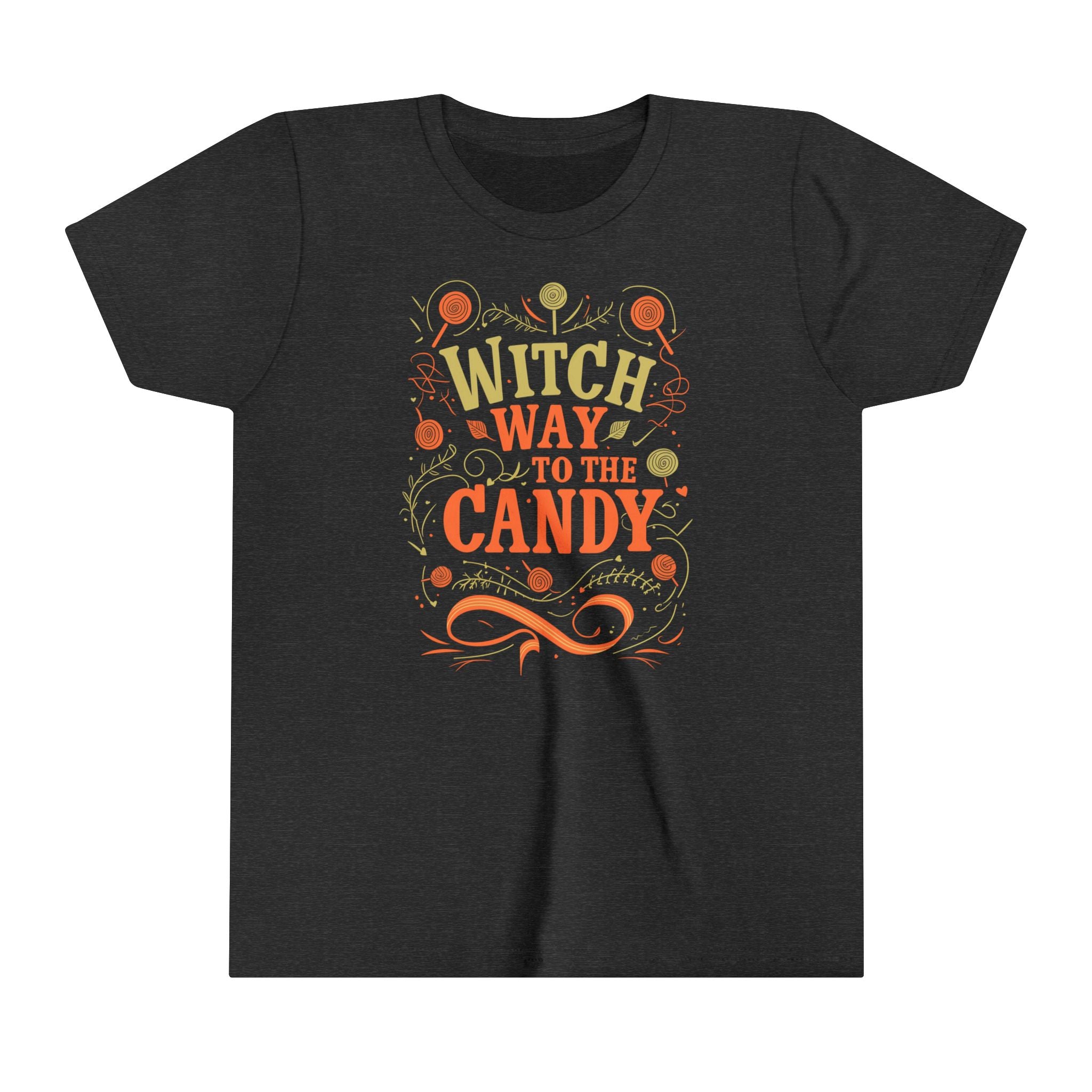 Witch Way To The Candy Lolipops Girls Halloween Short Sleeve Tee