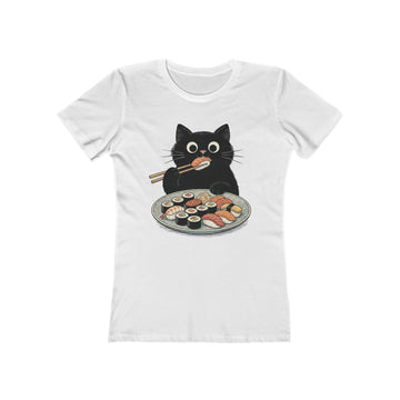 Catch Of The Day Sushi Cat Womens L'Atomique Graphic Boyfriend Short Sleeve tee