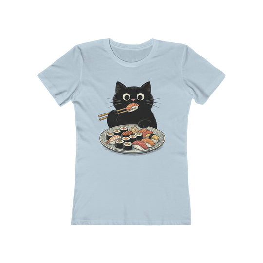 Catch Of The Day Sushi Cat Womens L'Atomique Graphic Boyfriend Short Sleeve tee