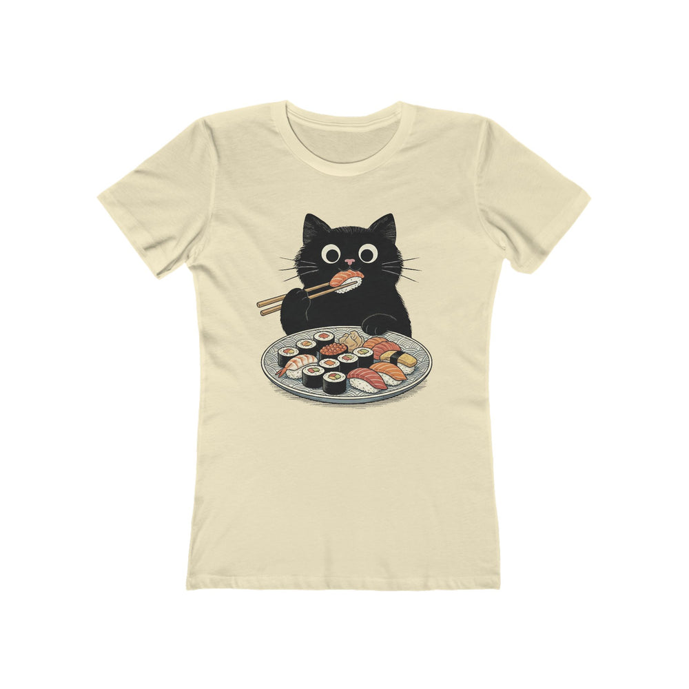 Catch Of The Day Sushi Cat Womens L'Atomique Graphic Boyfriend Short Sleeve tee