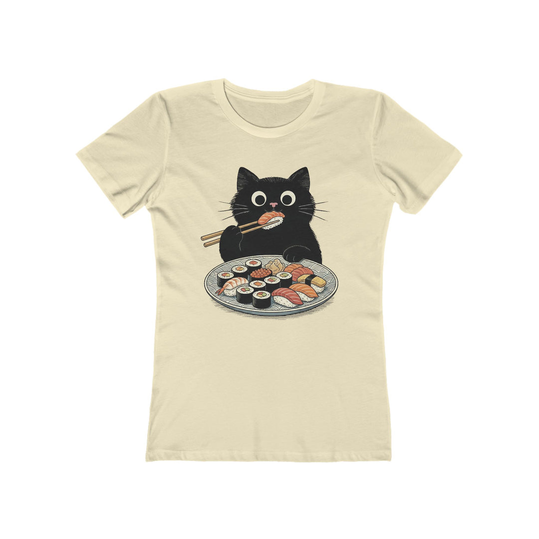 Catch Of The Day Sushi Cat Womens L'Atomique Graphic Boyfriend Short Sleeve tee