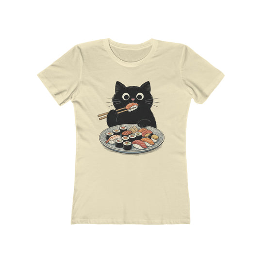 Catch Of The Day Sushi Cat Womens L'Atomique Graphic Boyfriend Short Sleeve tee