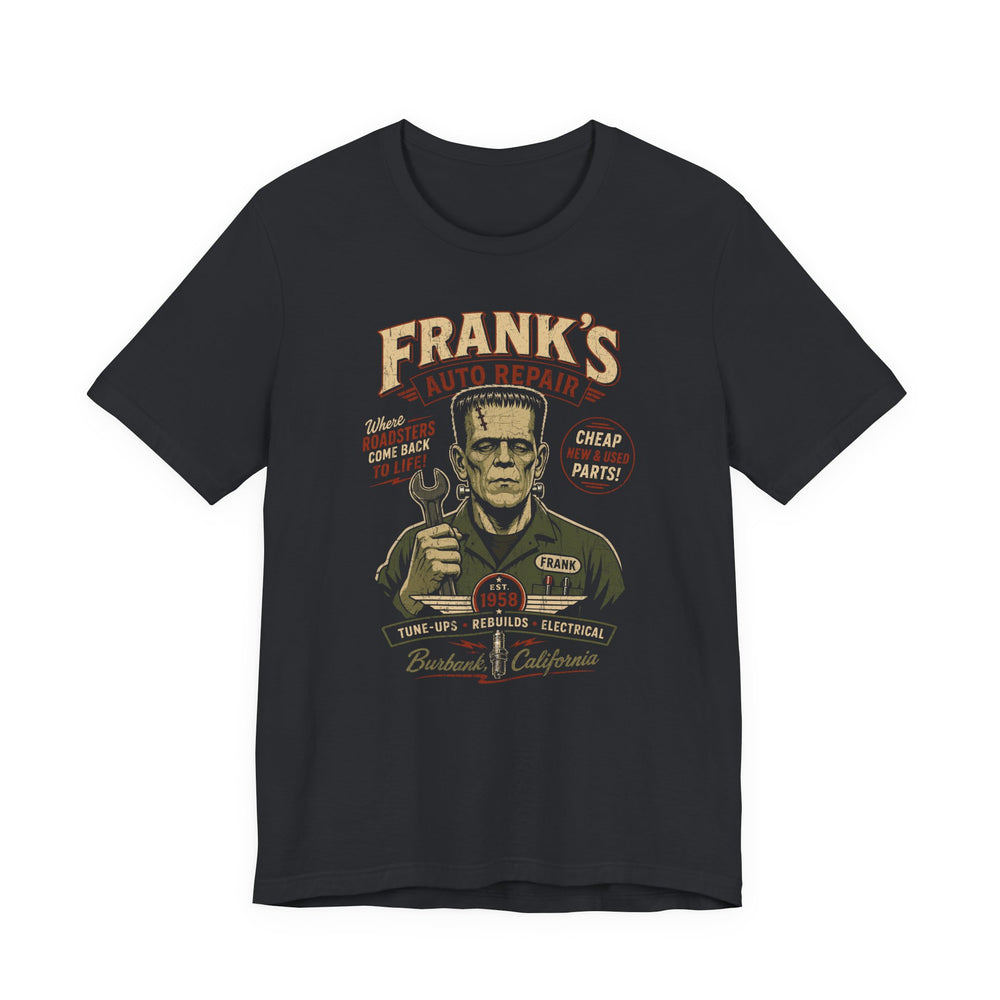 Frank's Auto Repair Vintage Frankenstein Men's Halloween Classic Fit Tee