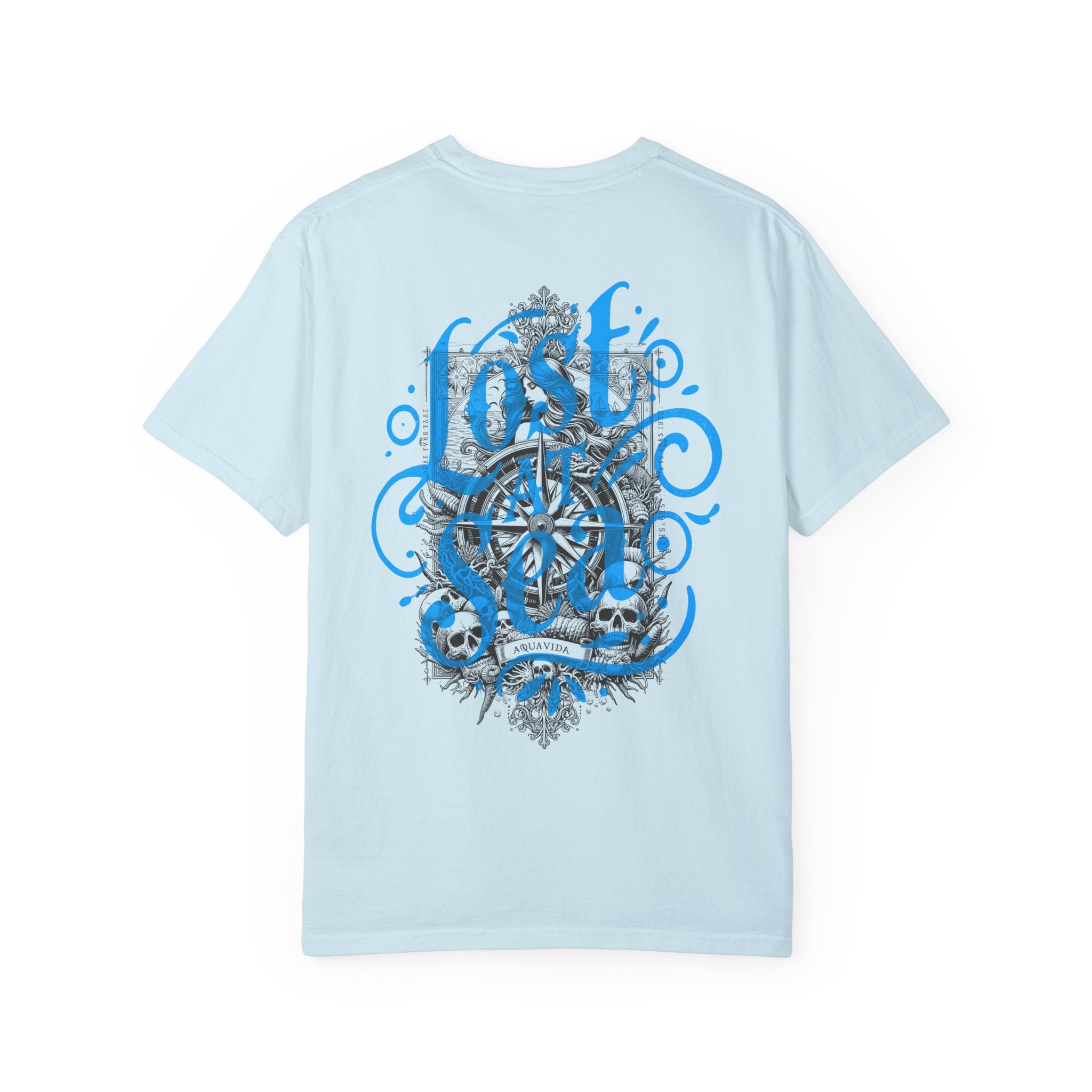 LOST AT SEA NAUTICAL COMPASS SKULLS Mens AQUA VIDA Short Sleeve Tee