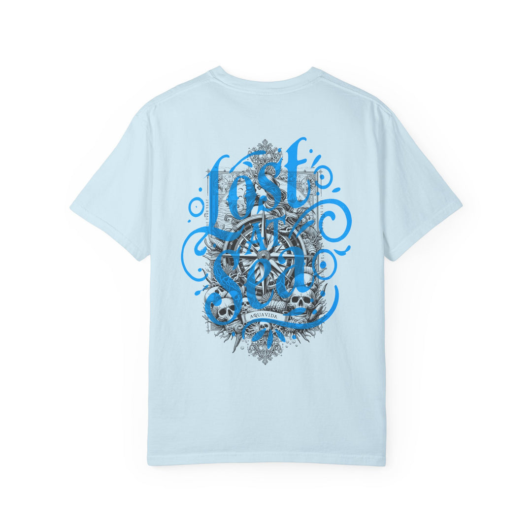 LOST AT SEA NAUTICAL COMPASS SKULLS Mens AQUA VIDA Short Sleeve Tee