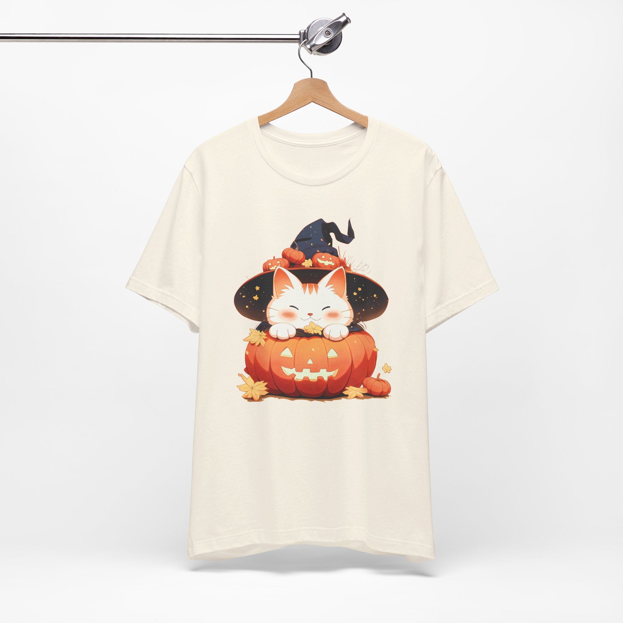 Cute Kitty Pumpkin Witch Womens Halloween Booteek Jersey Short Sleeve Tee