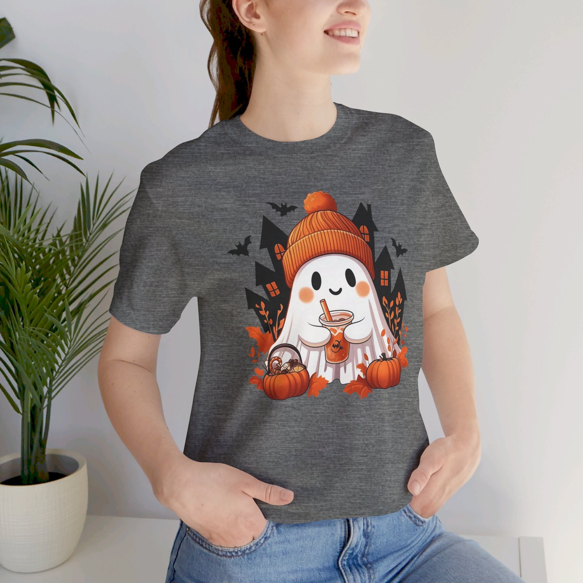 Pumpkin Spice Ghost Womens Halloween Booteek Jersey Short Sleeve Tee