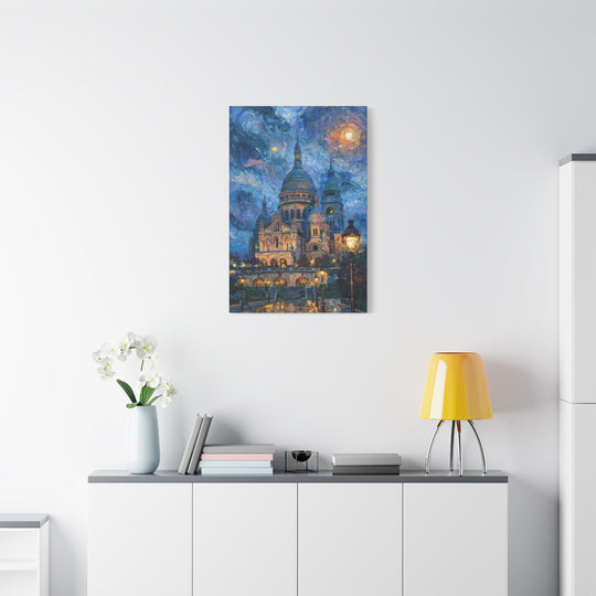 Sacre Coeur Under The Moon Canvas Wall Art