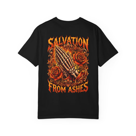 Salvation From Ashes Praying Hands &amp; Roses Mens Muerte Short Sleeve Tee