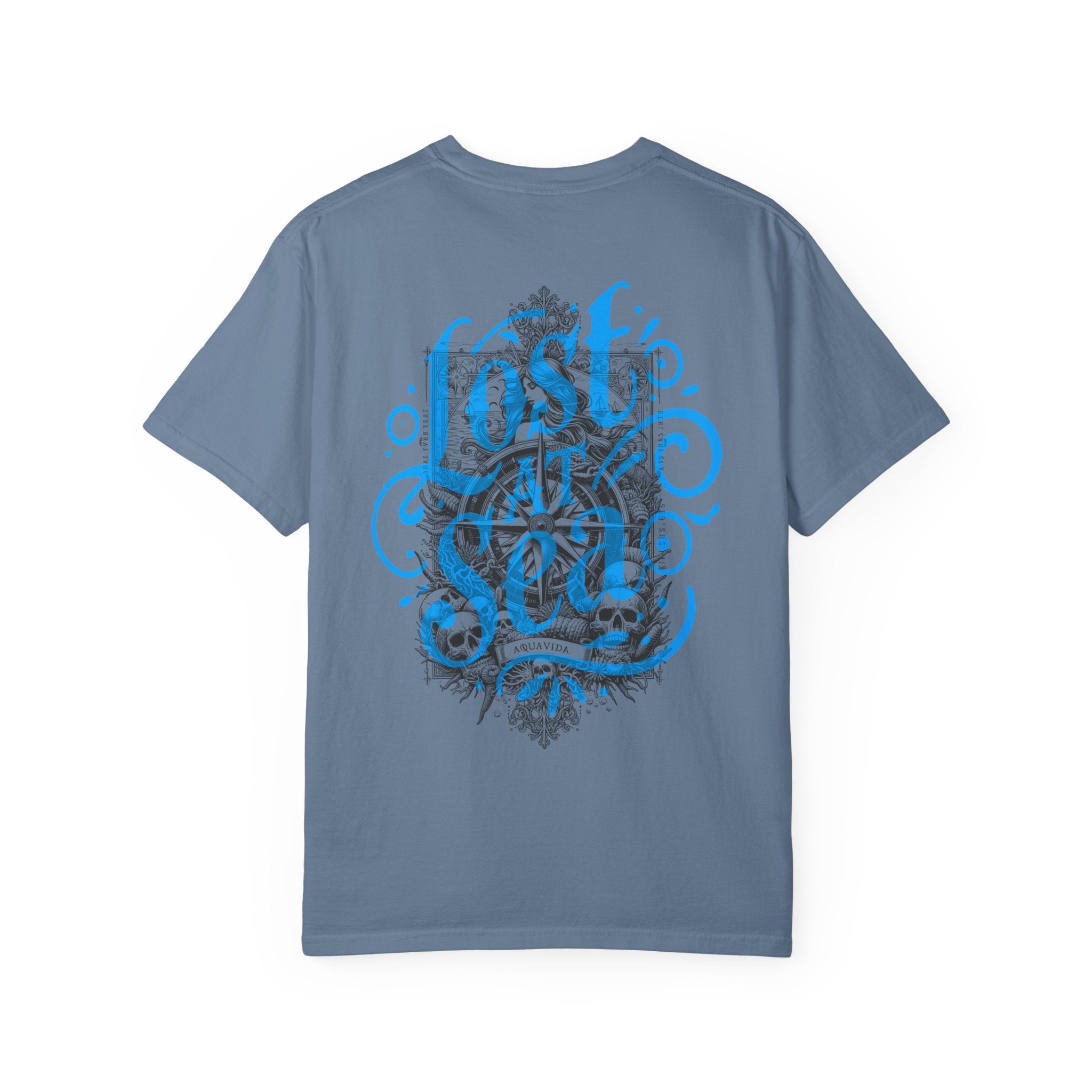 LOST AT SEA NAUTICAL COMPASS SKULLS Mens AQUA VIDA Short Sleeve Tee