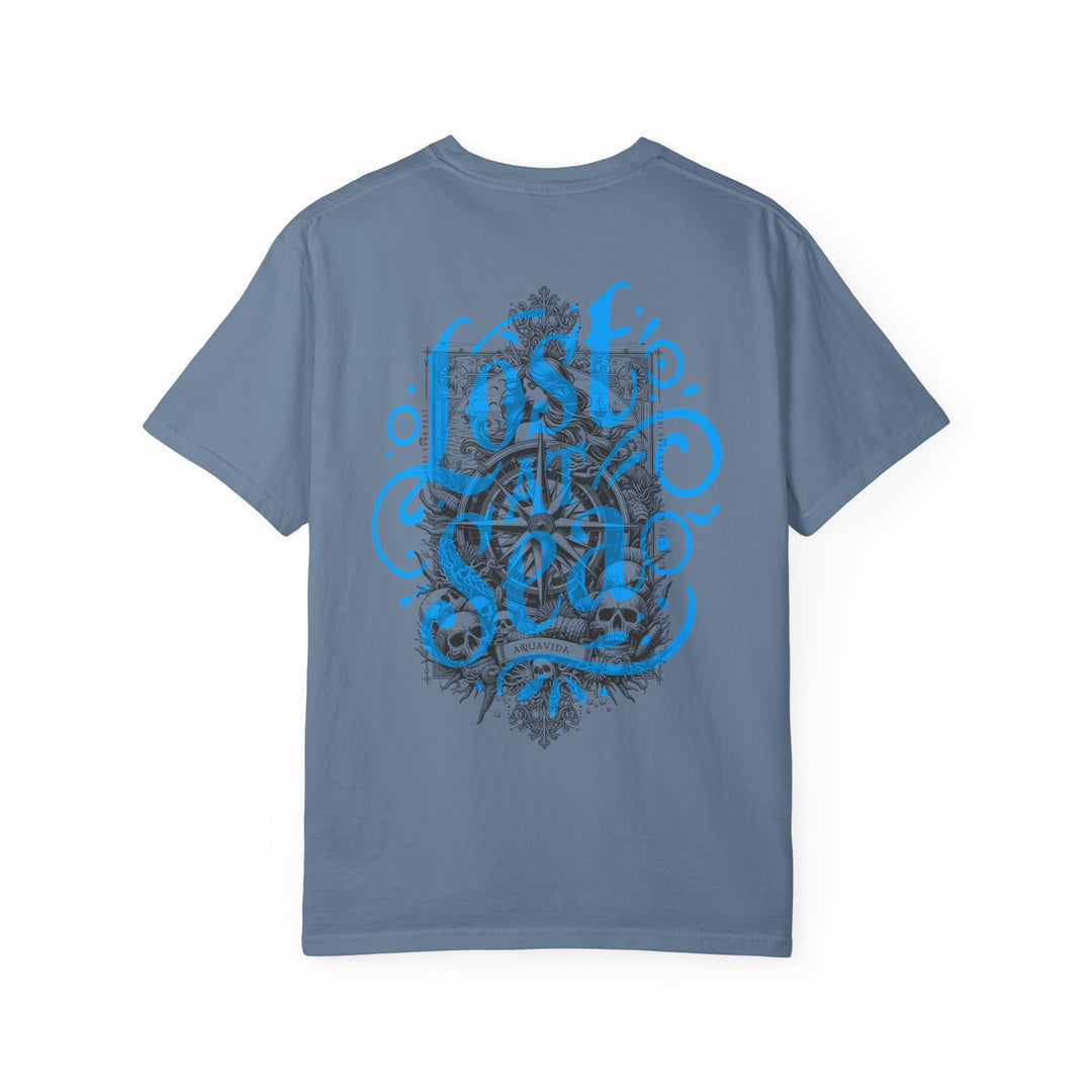 LOST AT SEA NAUTICAL COMPASS SKULLS Mens AQUA VIDA Short Sleeve Tee