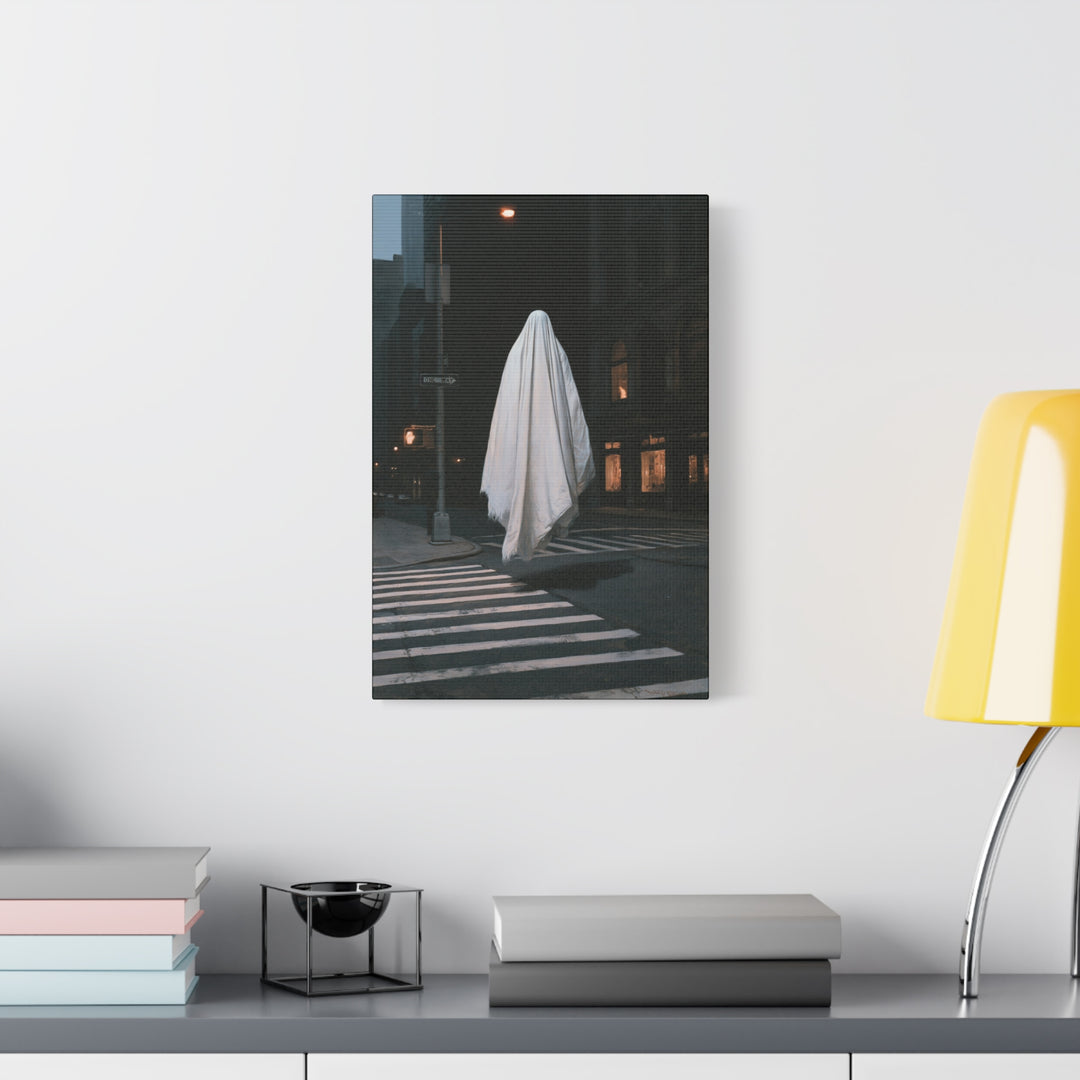 One Way Street Night Crossing Ghost Canvas Wall Art