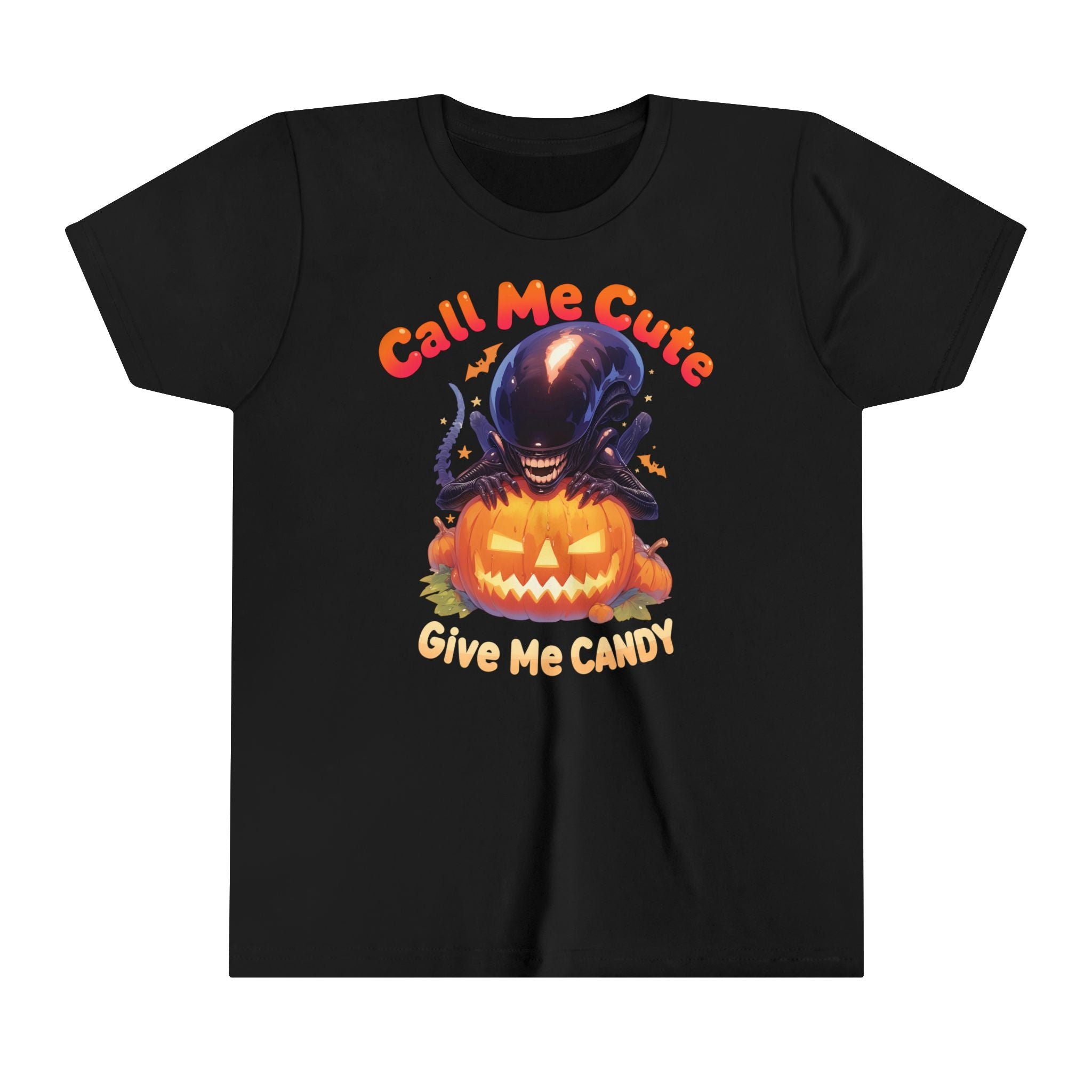 Call Me Cute Give Me Candy Girls Halloween Short Sleeve Tee