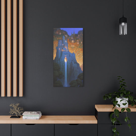 Enchanted Castle Waterfall Art Nouveau Wall Art