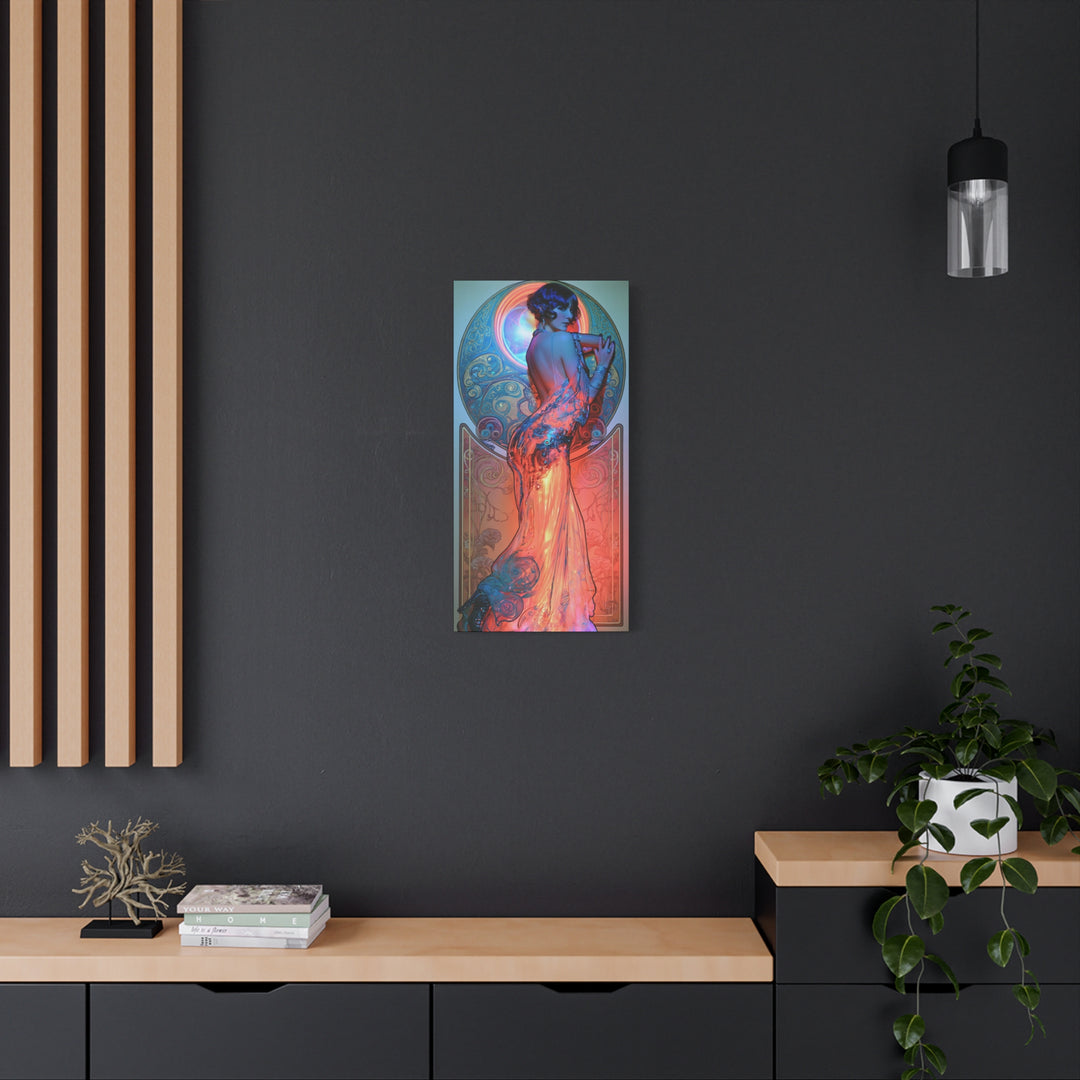Art Nouveau Canvas Print — Elegant Femme Fatale Stretched Wall Art
