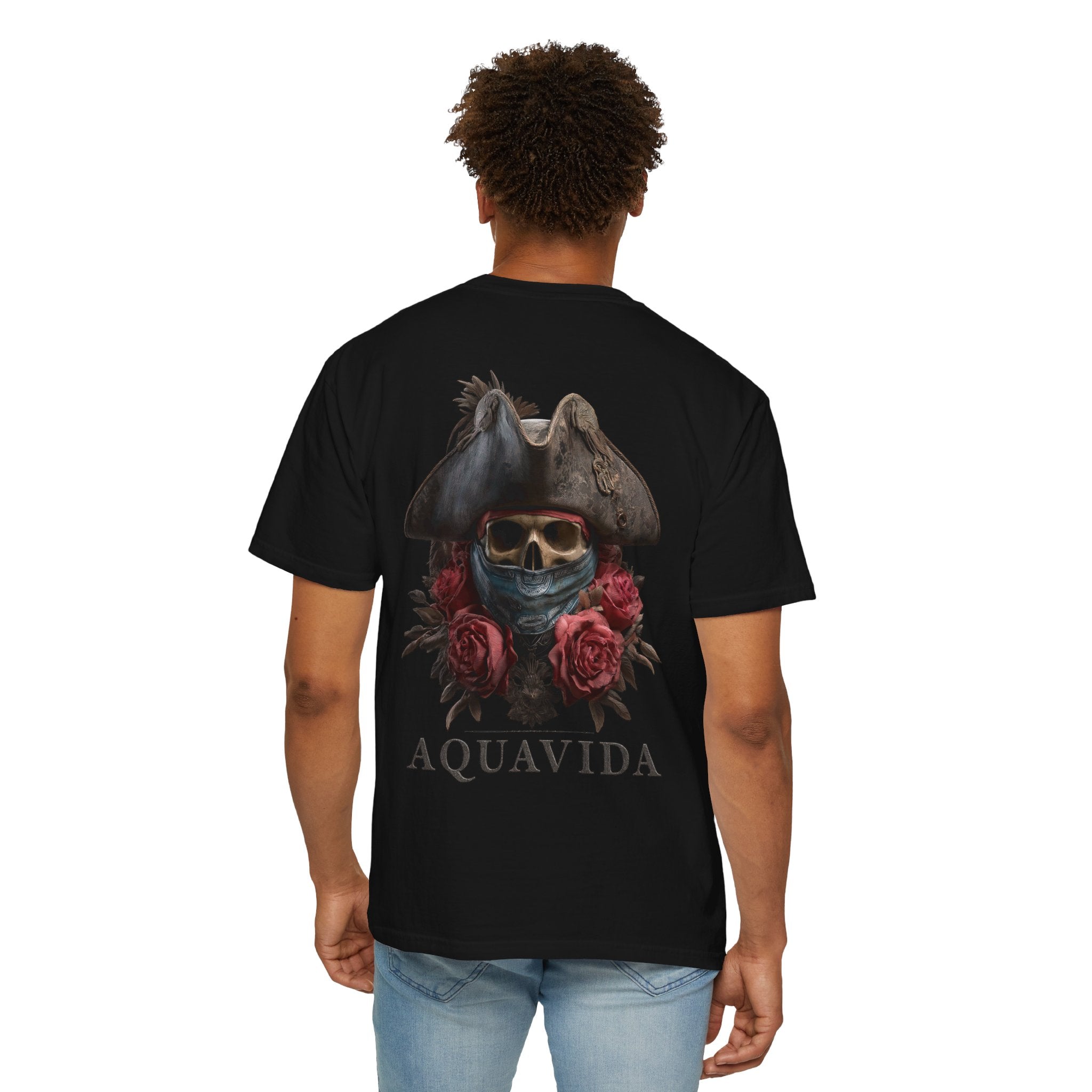Bandit Pirate Skull Mens AQUA VIDA Short Sleeve Tee