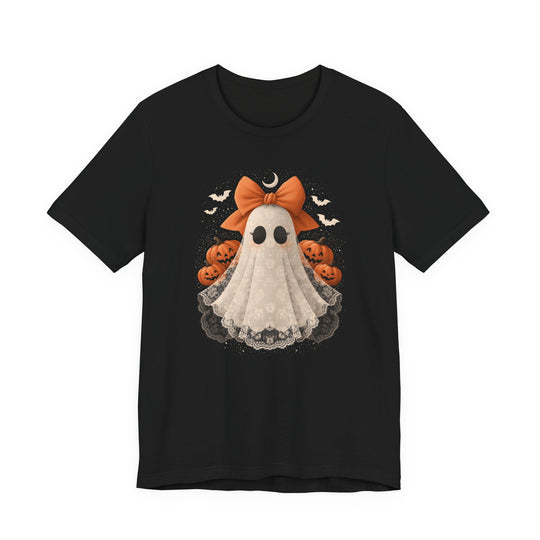 Lace Ghost With Pumpkins &amp; Bow Women&