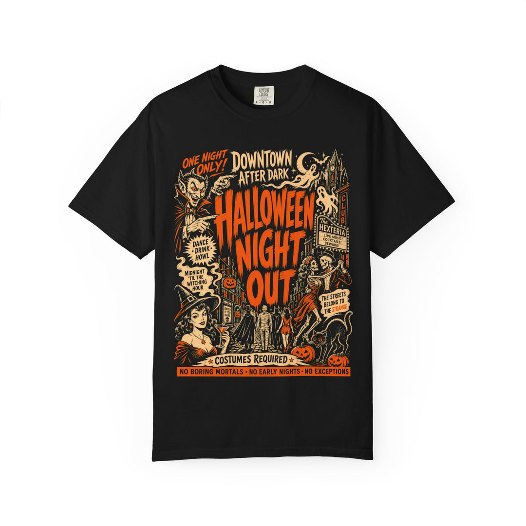 Halloween Night Out — Retro Spooky Poster Womens WUNDERLAND Halloween Booteek Short Sleeve Tee