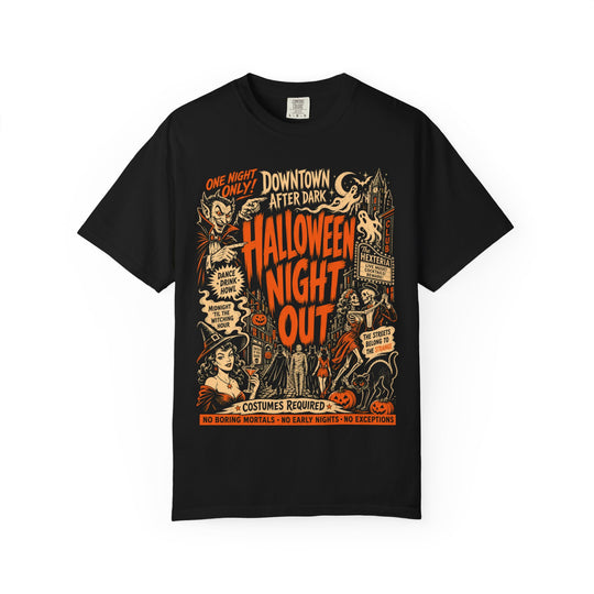 Halloween Night Out — Retro Spooky Poster Womens WUNDERLAND Halloween Booteek Short Sleeve Tee