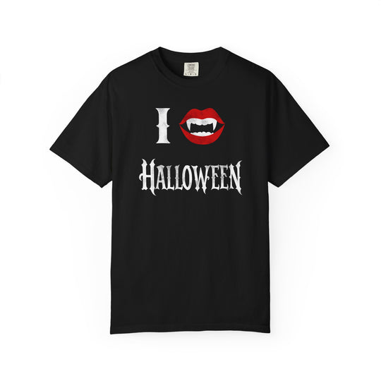I Love Halloween Fangs Womens WUNDERLAND Backyard Dept Halloween Booteek Short Sleeve Tee