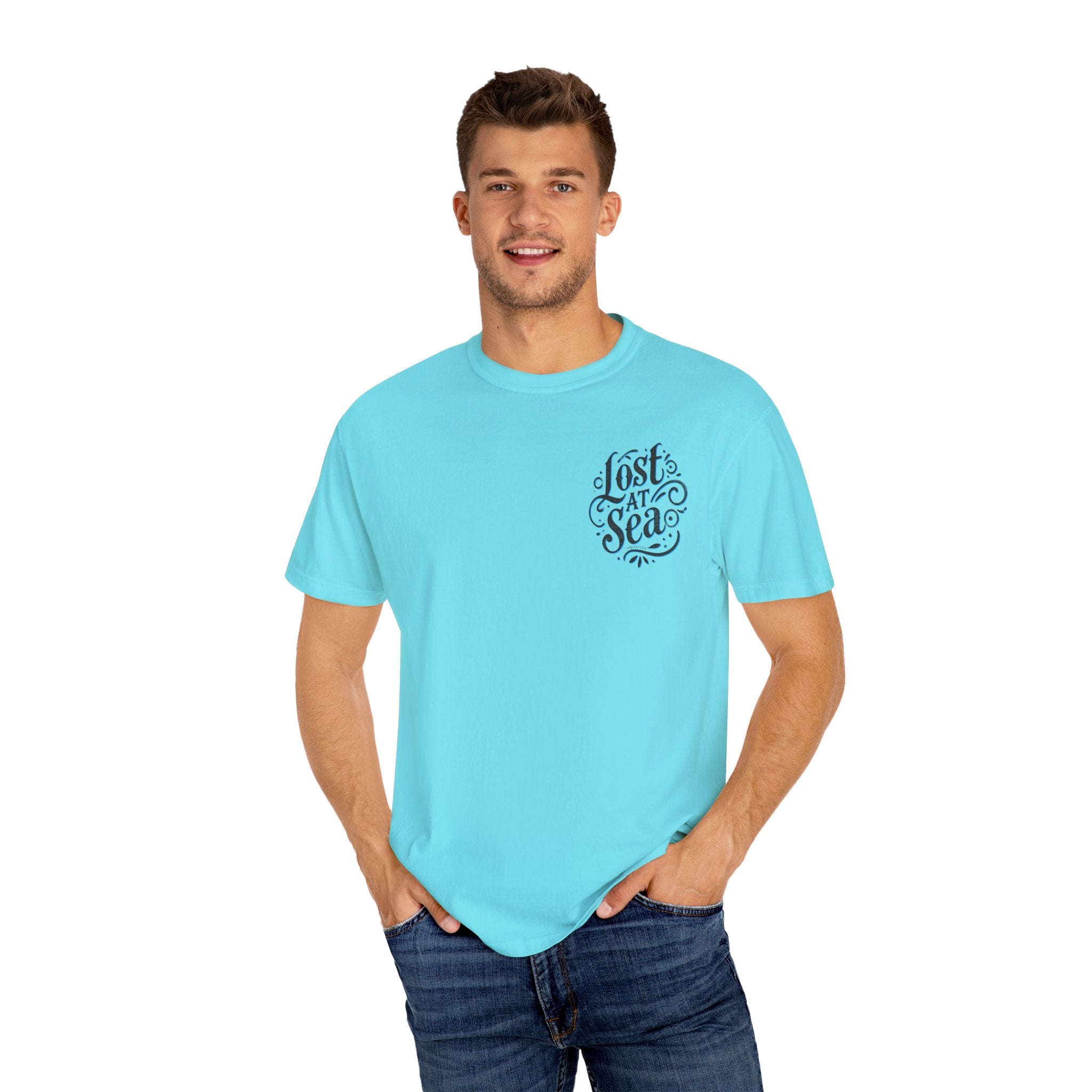 LOST AT SEA NAUTICAL COMPASS SKULLS Mens AQUA VIDA Short Sleeve Tee