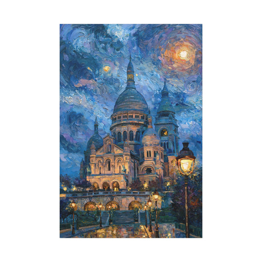 Sacre Coeur Under The Moon Canvas Wall Art