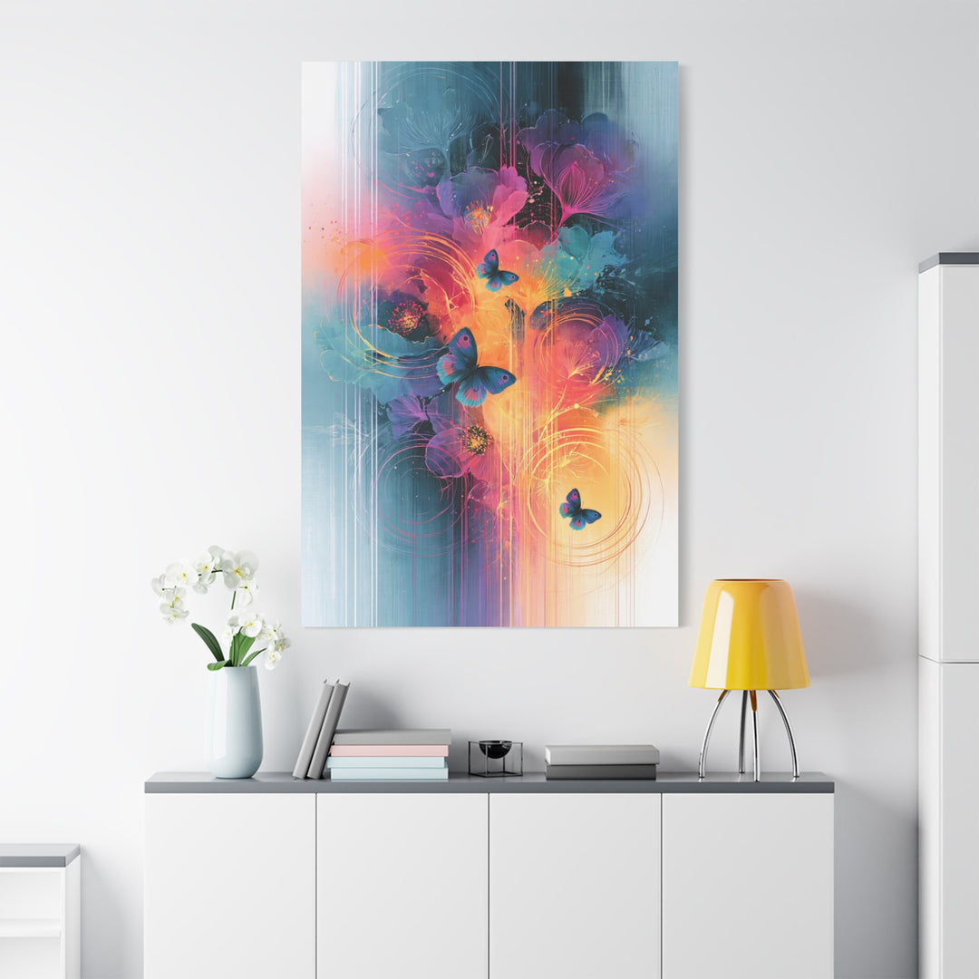 Flutter Of Colors Butterflies And Flora Canvas Wall Art