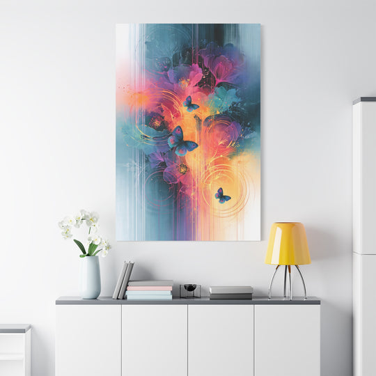 Flutter Of Colors Butterflies And Flora Canvas Wall Art