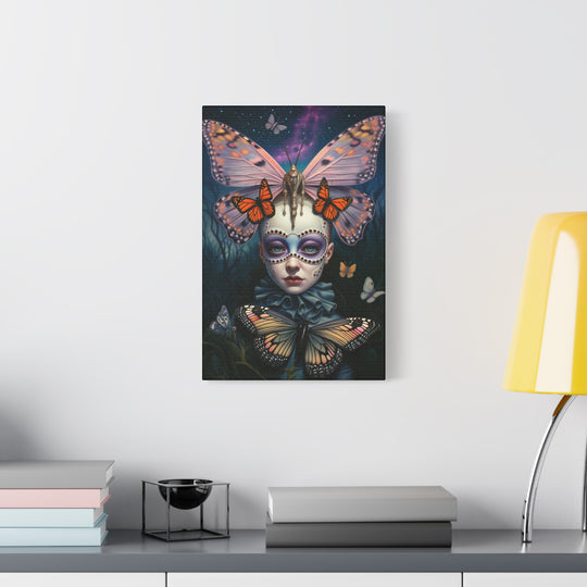 Butterfly Mask Canvas Print — Surreal Portrait Wall Art