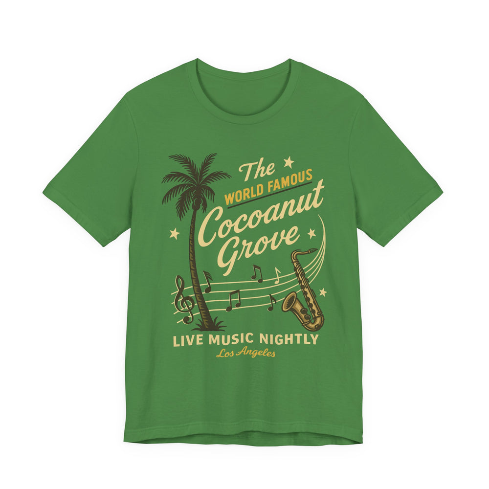 Coconut Grove Live Music Tee — Vintage Palm & Sax Retro Concert WUNDERLAND Heritage Graphic Tee