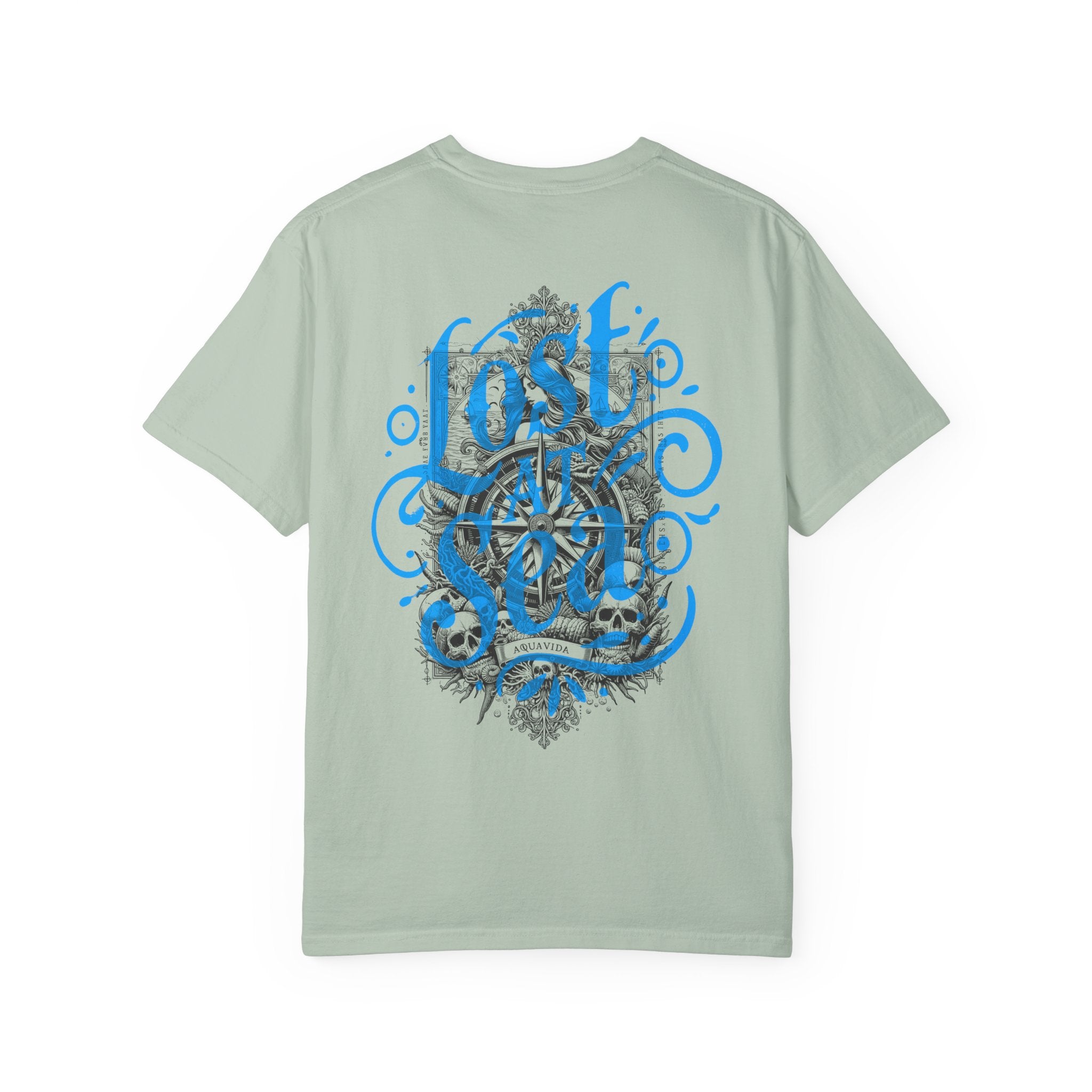 LOST AT SEA NAUTICAL COMPASS SKULLS Mens AQUA VIDA Short Sleeve Tee