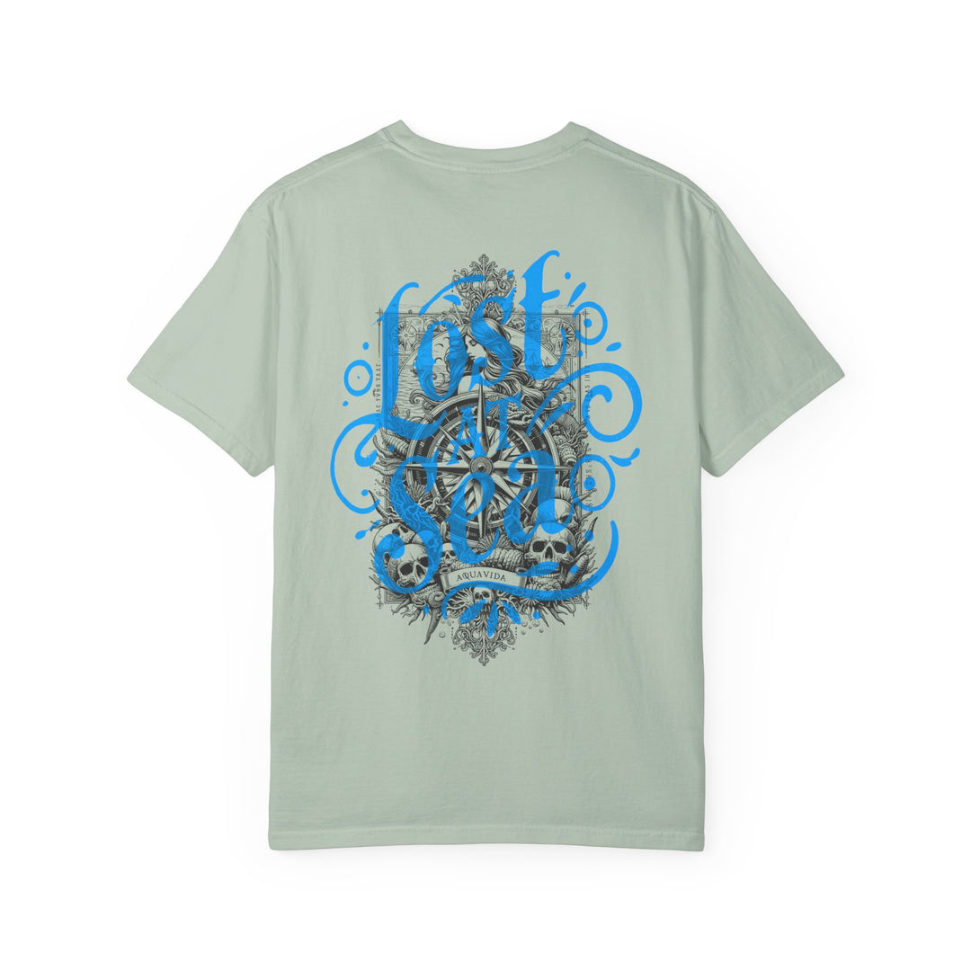 LOST AT SEA NAUTICAL COMPASS SKULLS Mens AQUA VIDA Short Sleeve Tee