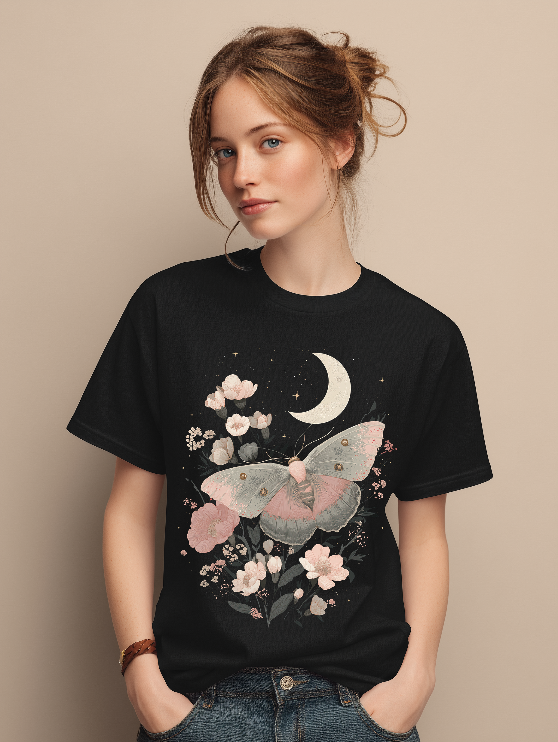 Moon Butterfly Womens L'Atomique Comfort Colors Relaxed Short Sleeve Tee