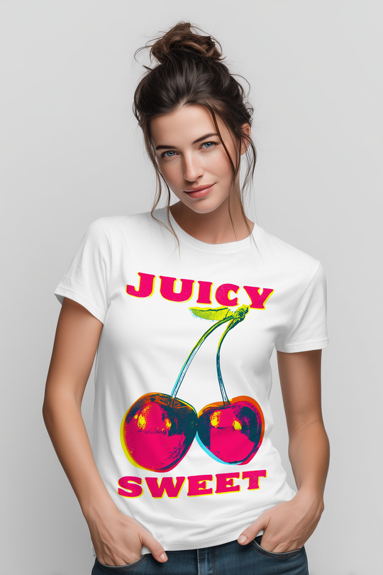 Juicy Sweet Vintage Pop Art Womens L'Atomique Relaxed Graphic Short Sleeve Tee