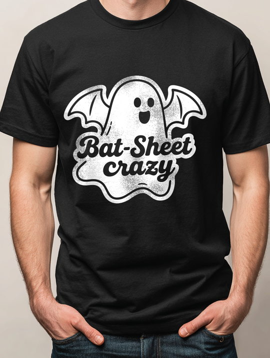 Bat Sheet Crazy Ghost Mens WUNDERLAND Backyard Dept Halloween Booteek 25 Short Sleeve Tee