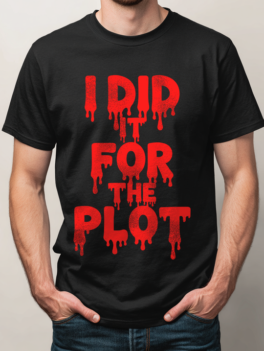 I Did It For The Plot Mens WUNDERLAND Backyard Dept Halloween Booteek Short Sleeve Tee