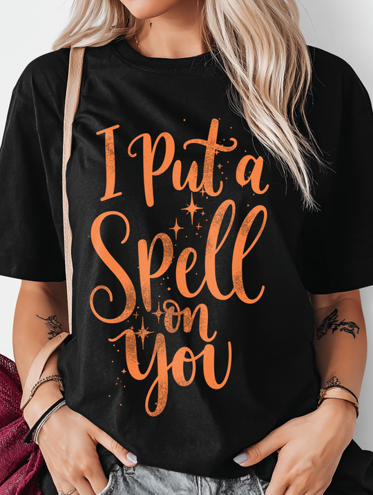 I Put A Spell On You Womens WUNDERLAND Backyard Dept Halloween Booteek Short Sleeve Tee